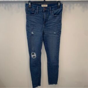 Madewell Distressed Roadtripper Skinny Jeans Raw Hem Size 26